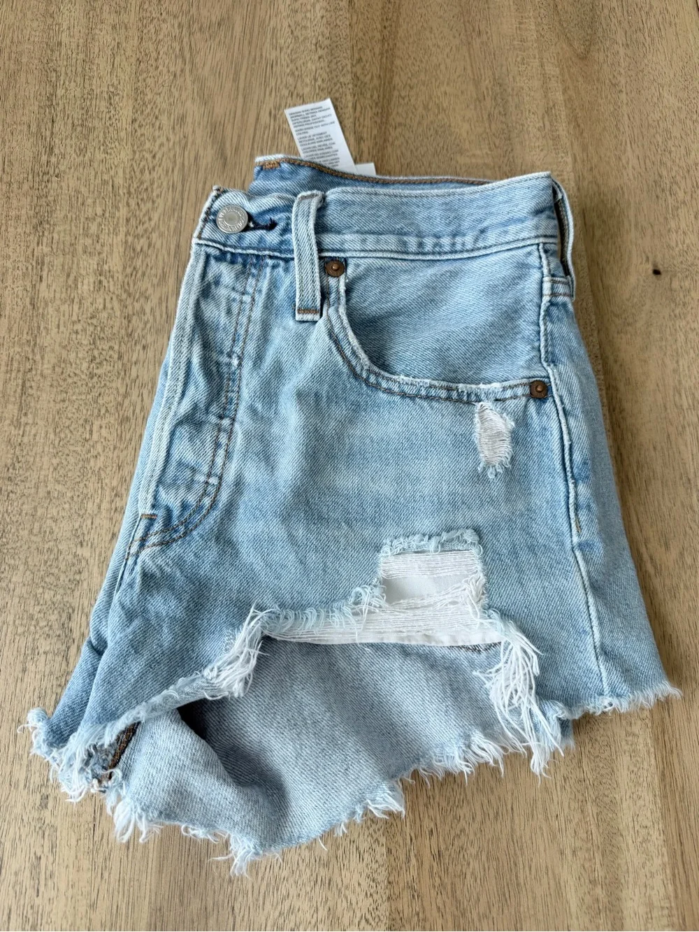 Levi's 501 High-Rise Denim Light Wash Distressed Denim Cutoff Shorts 26